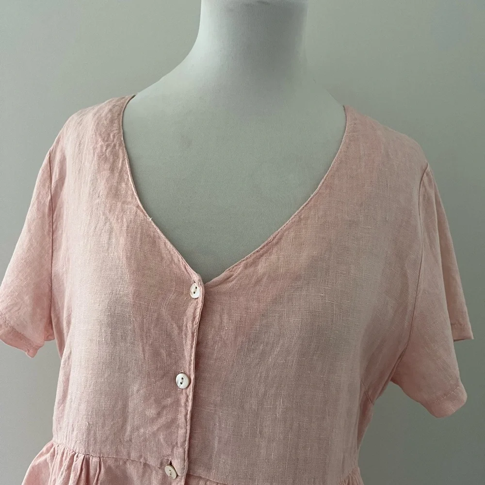 Jillian Harris x Priv Hamptons 100% Linen Blush Babydoll Dress L - Picture 7 of 10